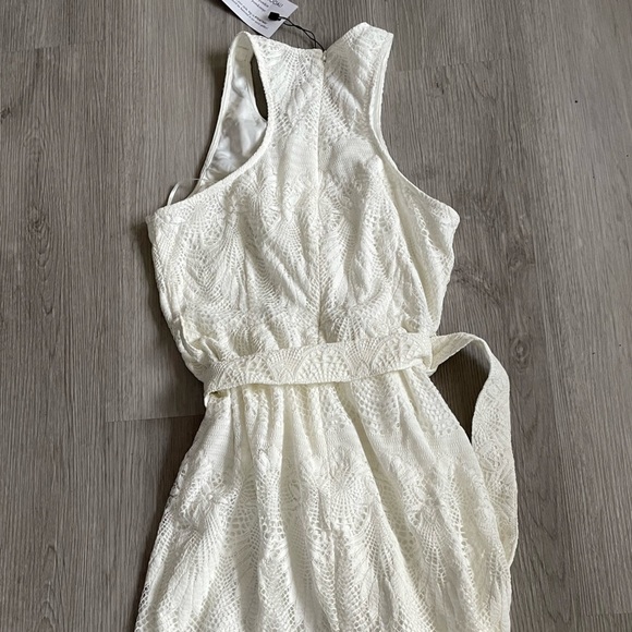 NWT Yumi Kim White Ruffle Lace Bridal High Neck Belted Sleeveless Midi Dress XS - Picture 10 of 10